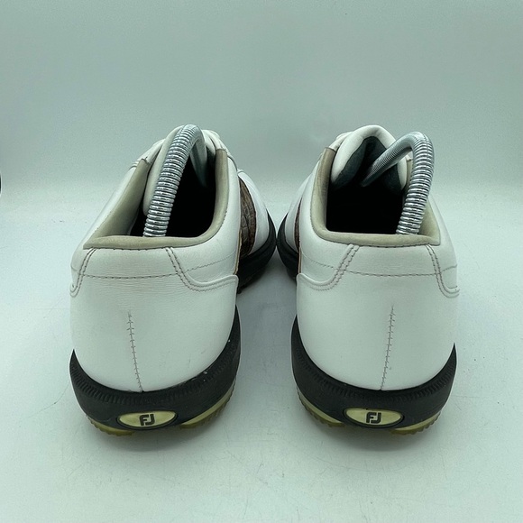 Footjoy DRYJOYS Men's 9 Croc Golf Cleats SoftSpikes 53570 White Leather OptiFlex - Picture 4 of 13